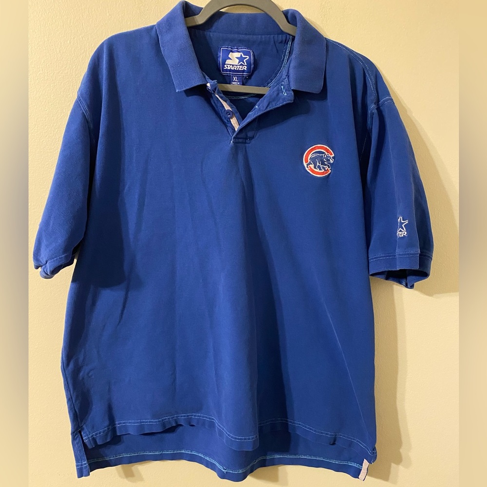 Vintage VTG 1990s Starter Blue Chicago Cubs Polo Shirt Mens Size‎ XL